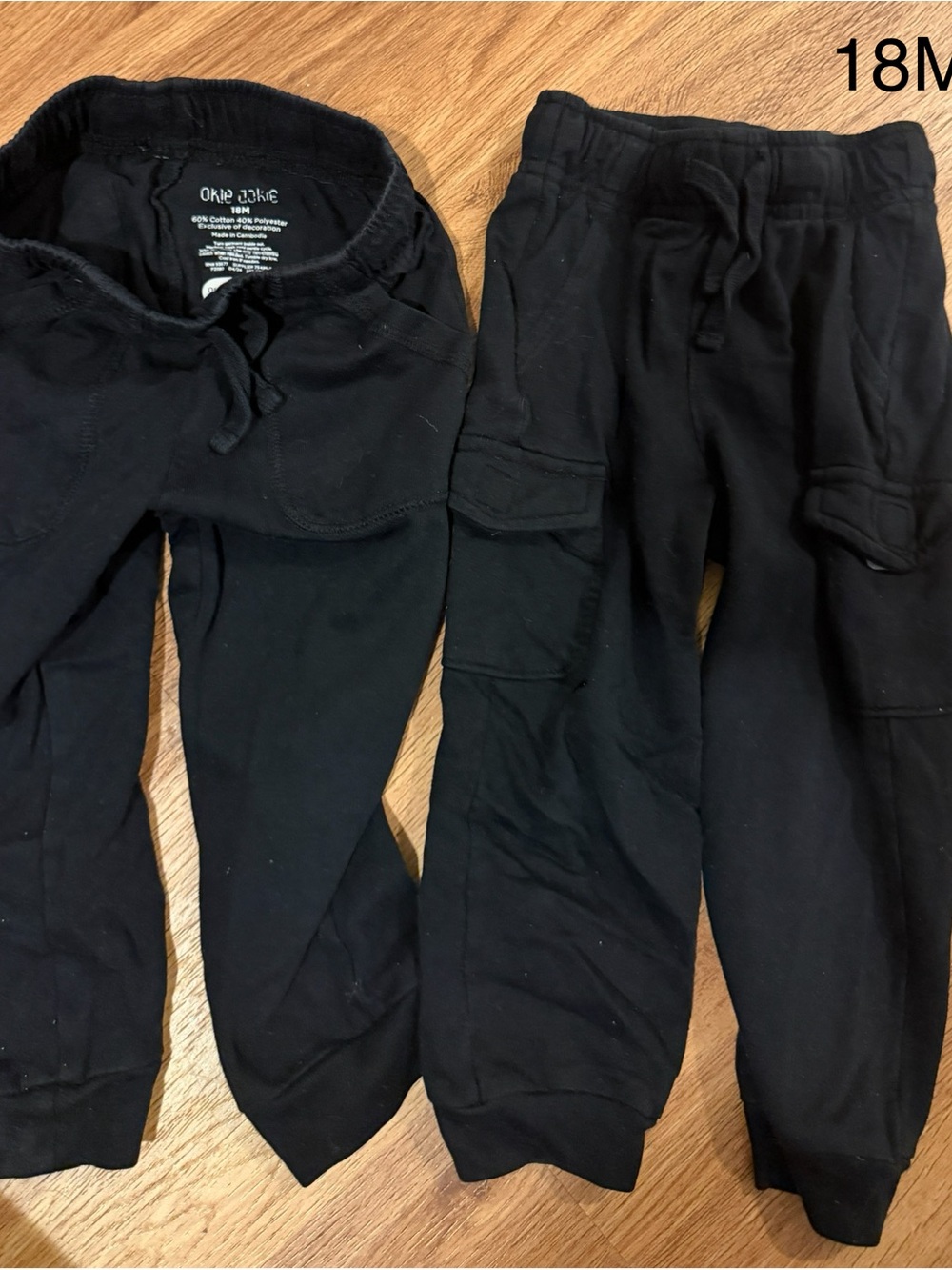 okie dokie Black Kids Cargo Sweatpants Joggers